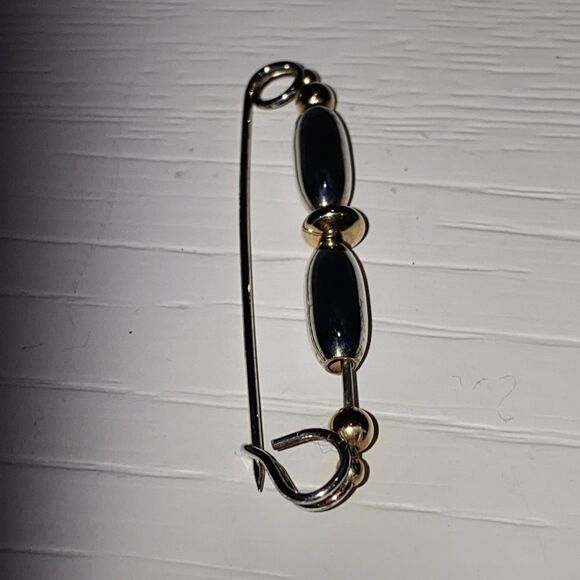 Silver And Gold Plated Beaded Design Stock Pin Scarf Pin - Picture 5 of 6
